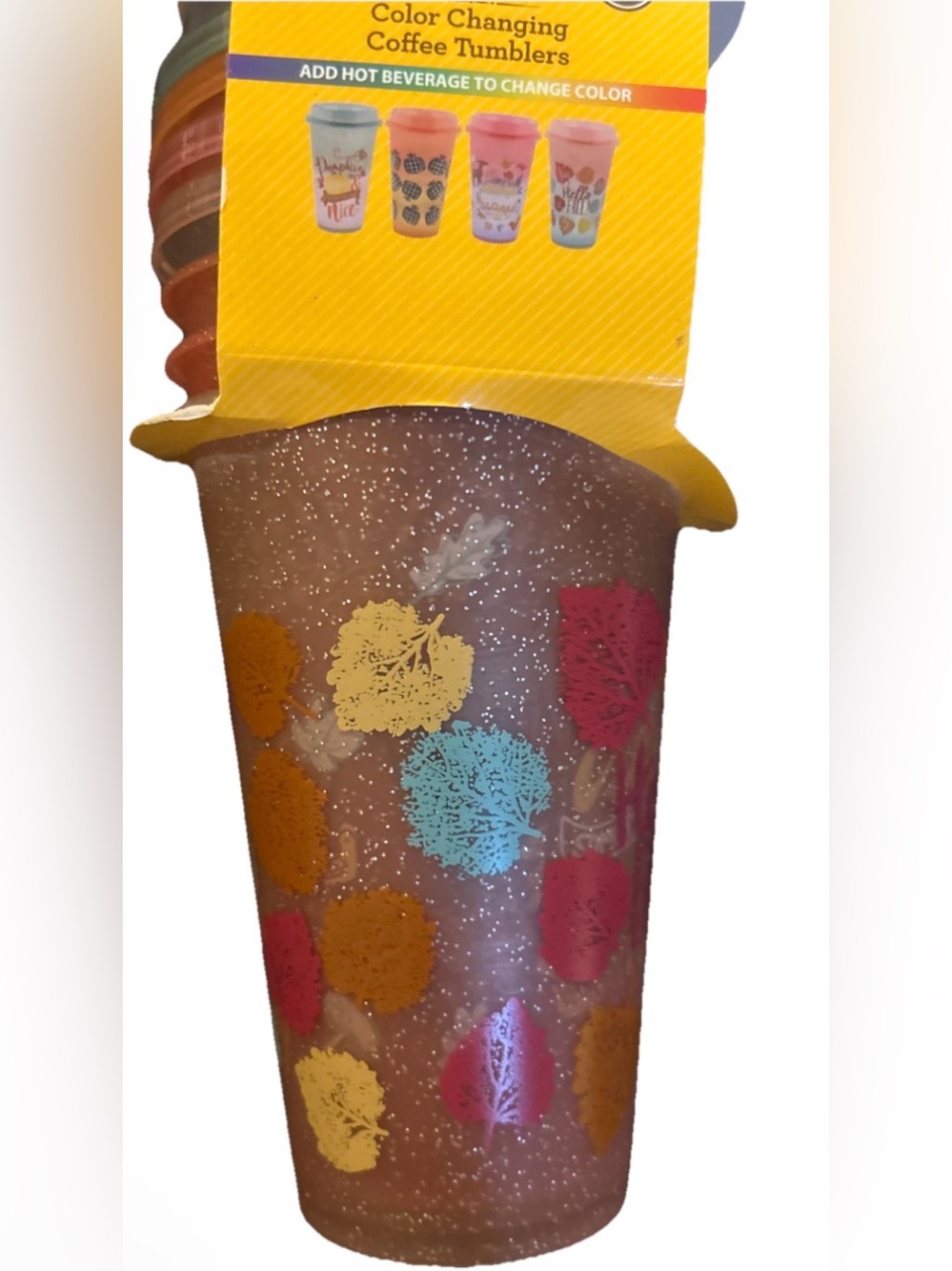 Color-Changing Floral Travel Tumbler - Pink with Multicolor Flowers